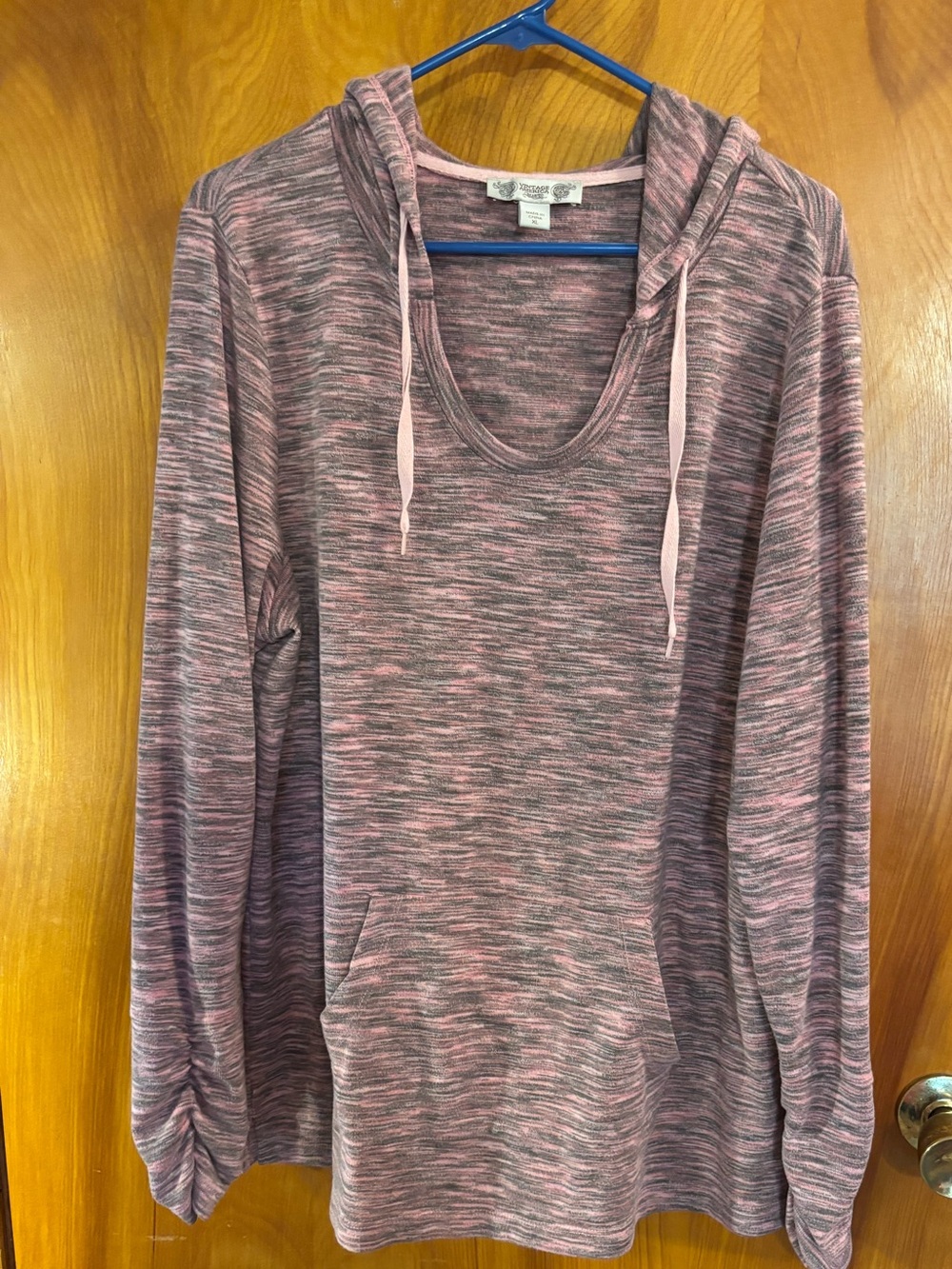 Vintage America Heathered Pink Hooded Pullover Sweater